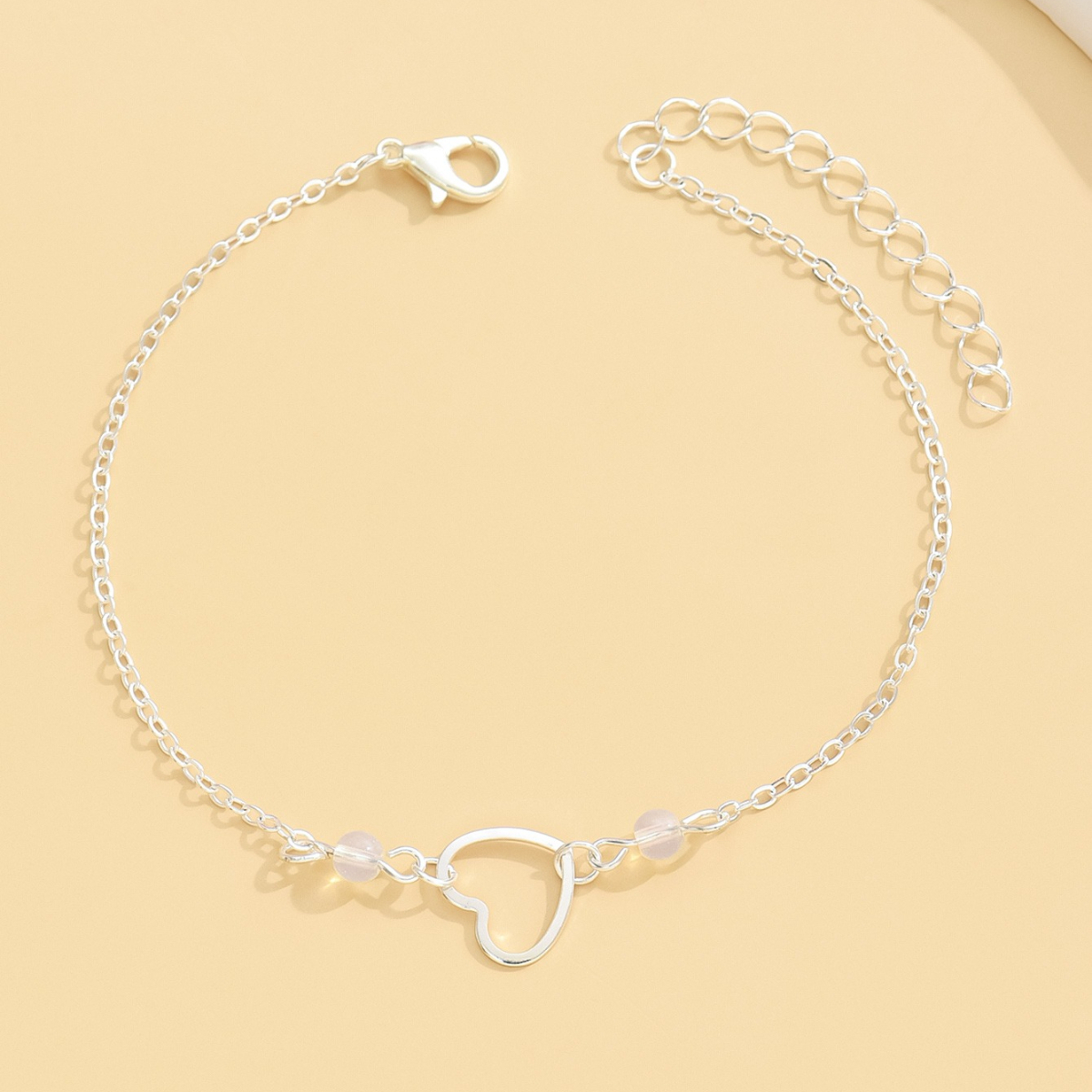 Elegant Hollow-Out Heart Women's Anklet, Adjustable Design